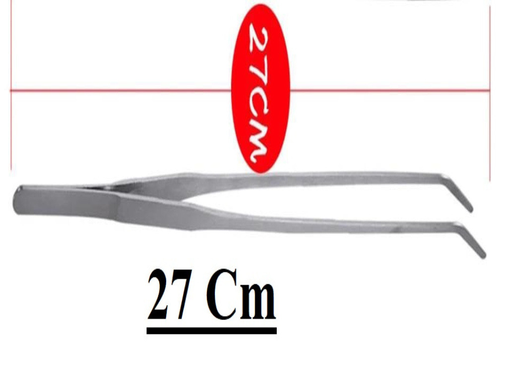 Eğri Uçlu 27 Cm Çelik Bitki Maşası Eğik Kavisli Cımbız Akvaryum Bitki