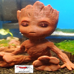 Akvaryum Dekor Oturan Ağaç Adam Groot Modeli _ 3D DIY Gruth