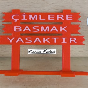 1 Adet Akvaryum Dekoru Çimlere Basmak Yasaktır Yazılı Model - 3D DIY