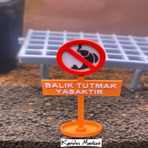 1 Adet Akvaryum Dekoru  Balık Tutmak Yasaktır  Yazılı Model - 3D DIY